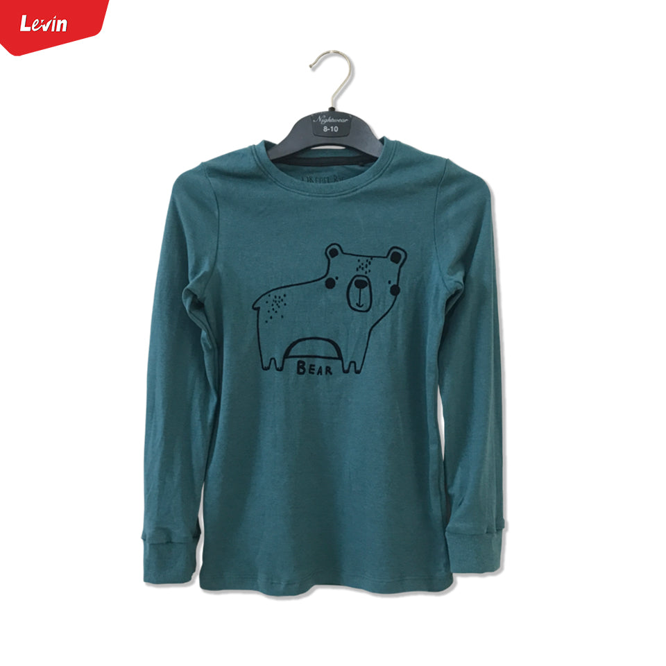 Kids Cotton Round Neck Ribbed Cuffed Long Sleeve Sweatshirt T-Shirt