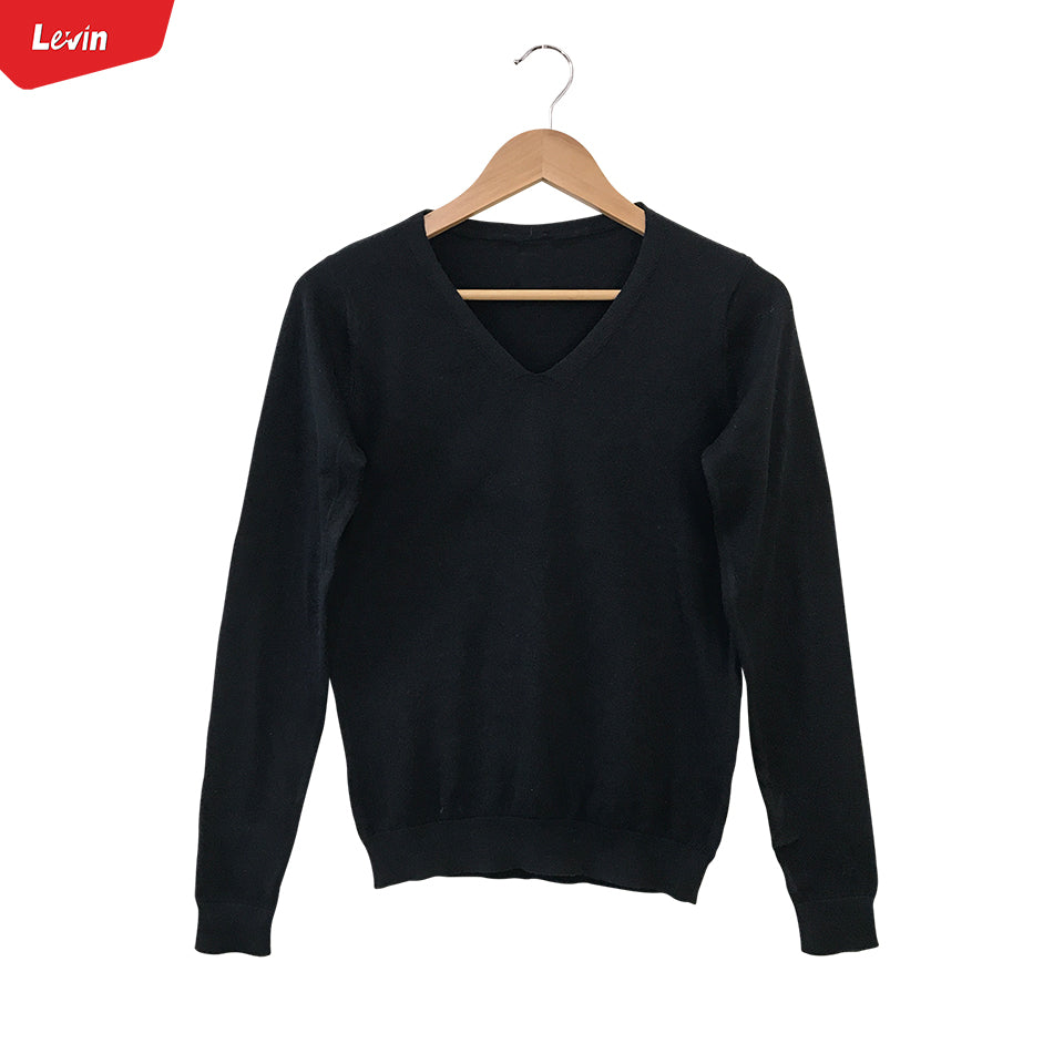 Womens Knitted Long Sleeve V-Neck Sweater Pullover Tops Jumpers