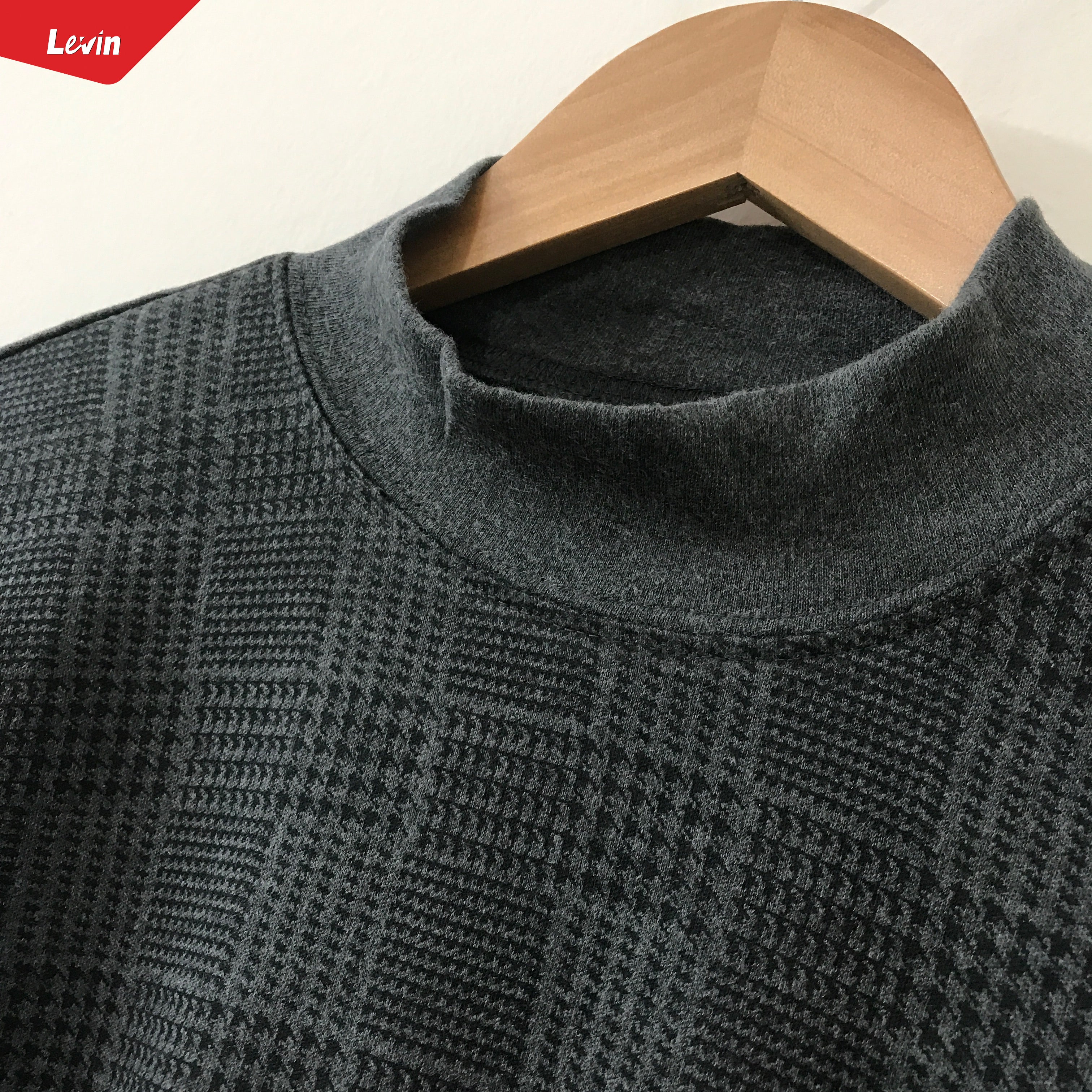 Mens Knit Cotton Mock Neck Long Sleeve Loose Fit Sweatshirt