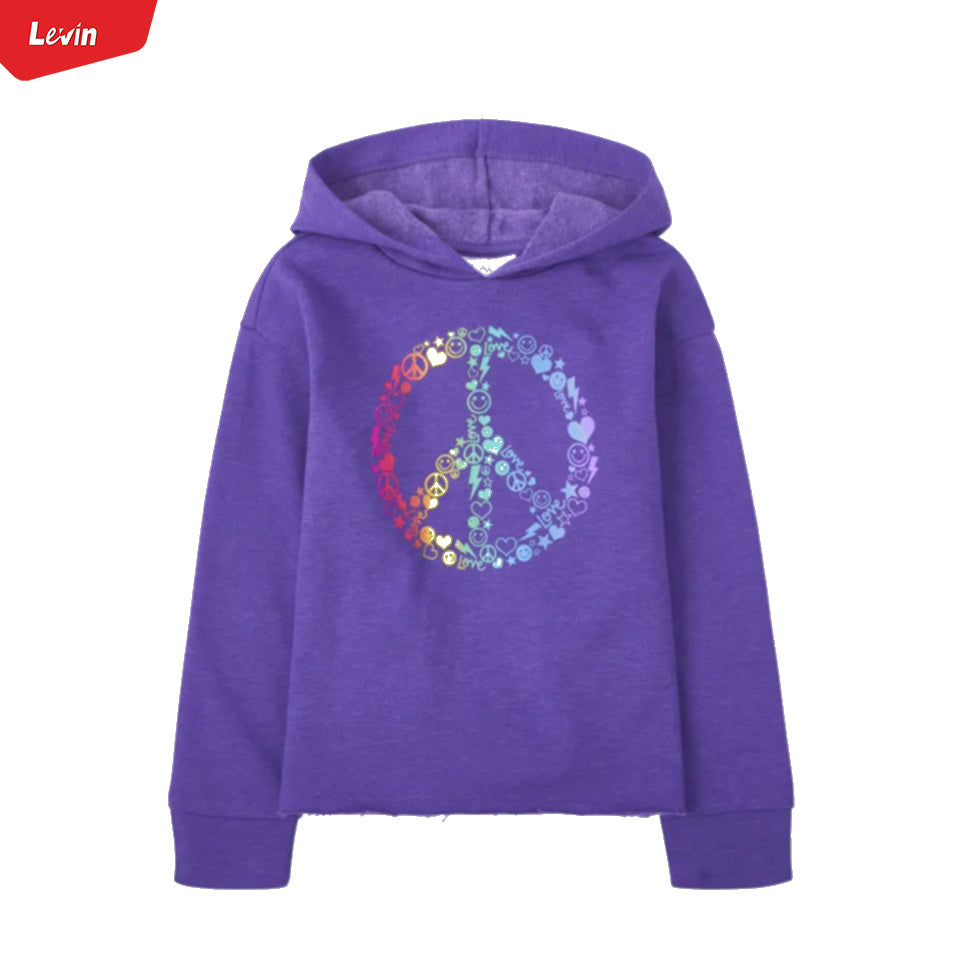 Girls Long Sleeve Pull Over Graphic Print Hoodie