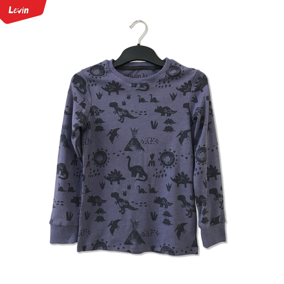 Kids Cotton Round Neck Ribbed Cuffed Long Sleeve Sweatshirt T-Shirt