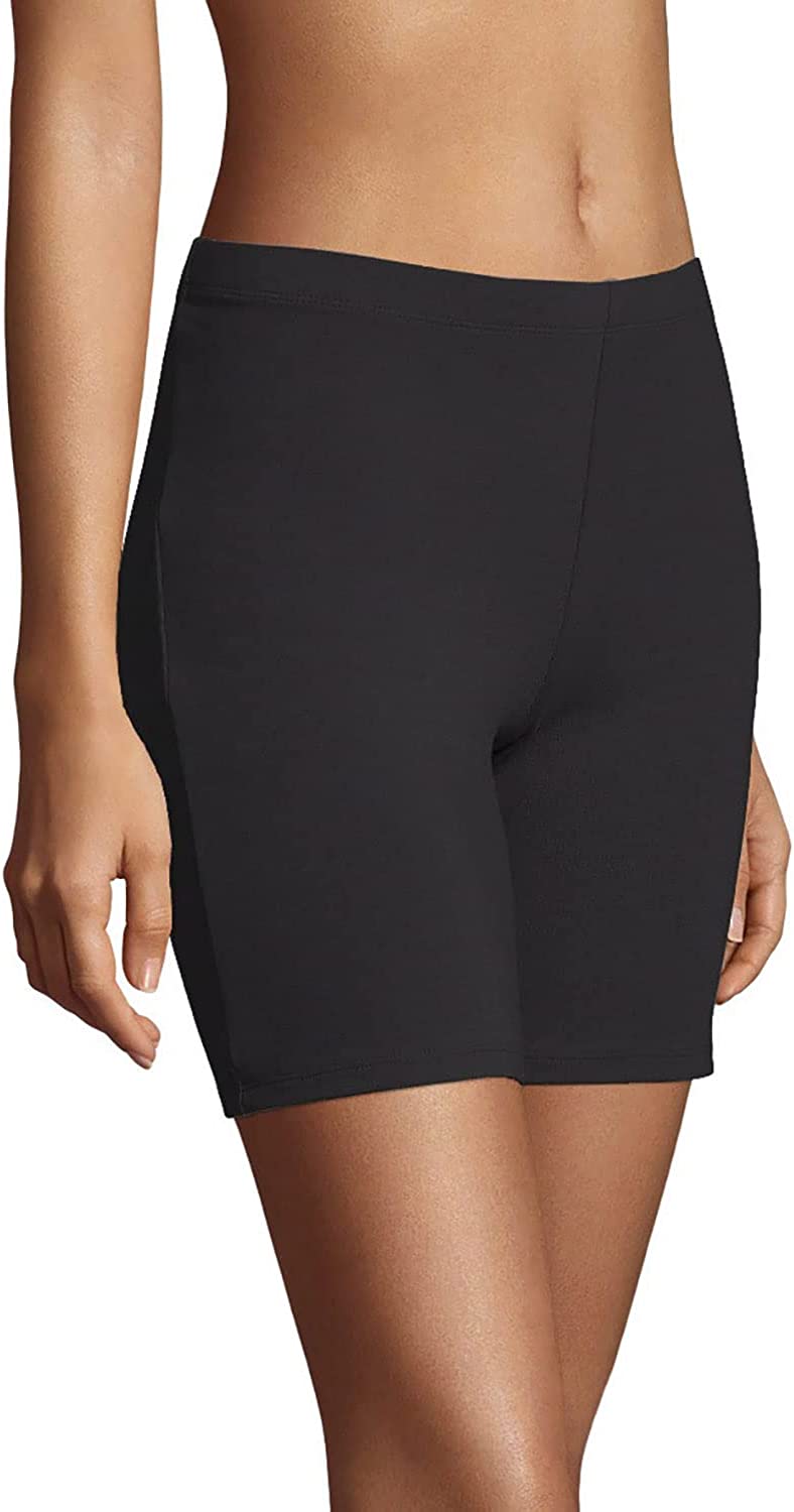 Womens Black Stretch Cotton Biker Shorts