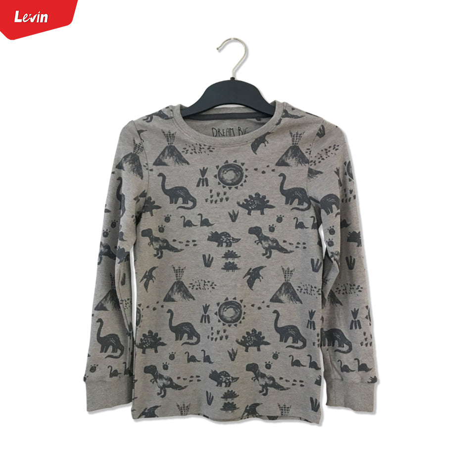 Kids Cotton Round Neck Ribbed Cuffed Long Sleeve Sweatshirt T-Shirt