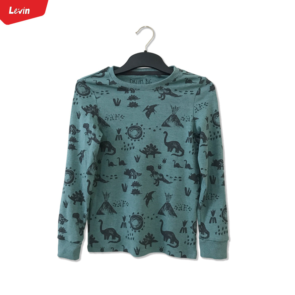 Kids Cotton Round Neck Ribbed Cuffed Long Sleeve Sweatshirt T-Shirt