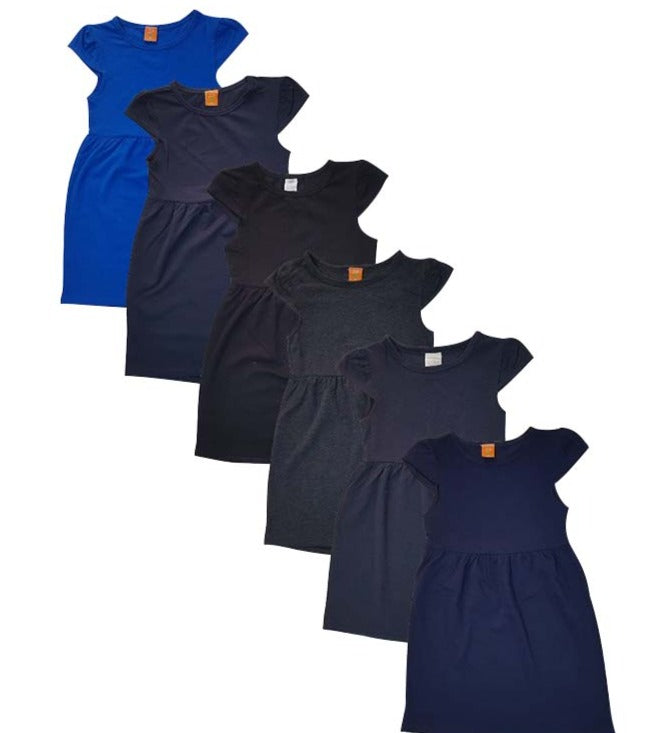 Girls Casual Short Sleeve Cotton Solid Multi Color Tunic Frock