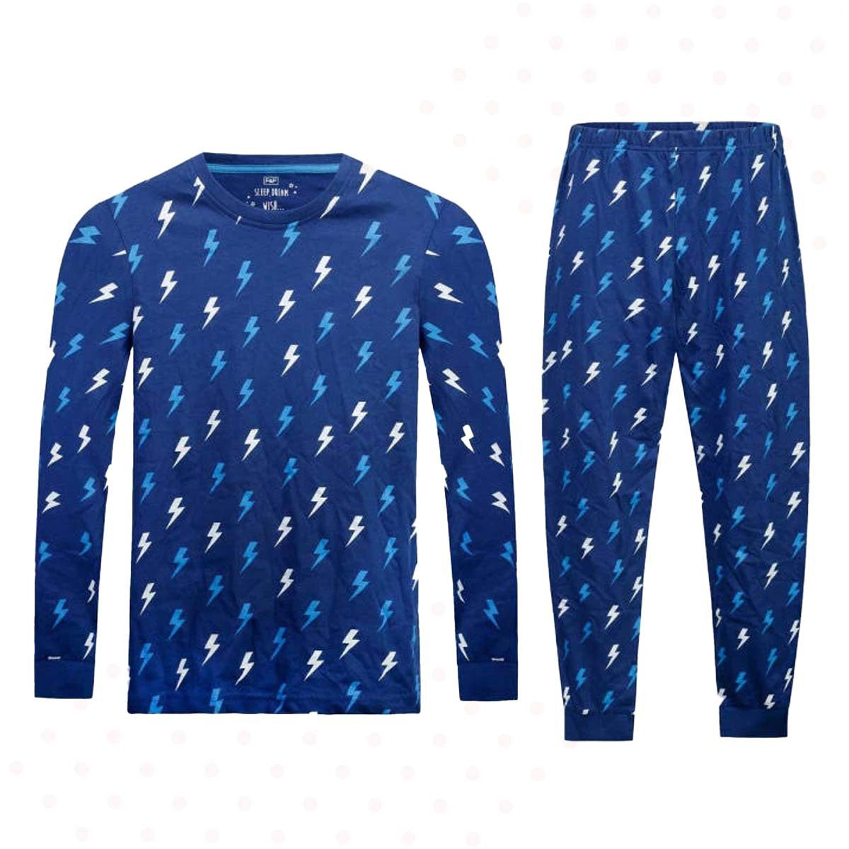 Unisex Pure Cotton Printed Full Sleeved Kids Night Suit
