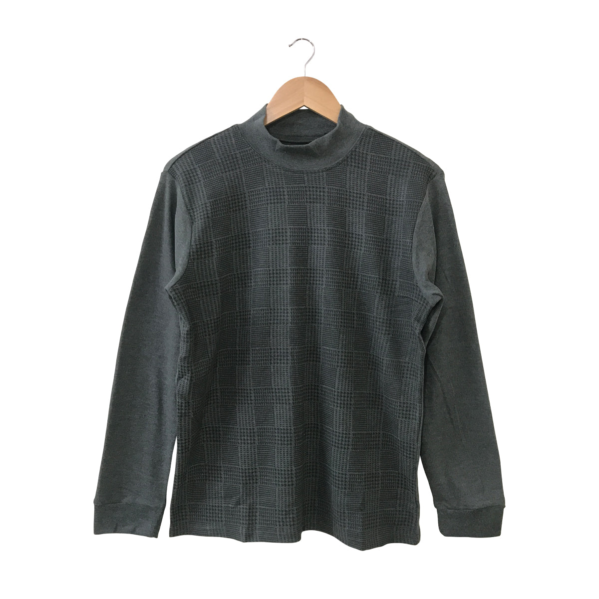 Mens Knit Cotton Mock Neck Long Sleeve Loose Fit Sweatshirt