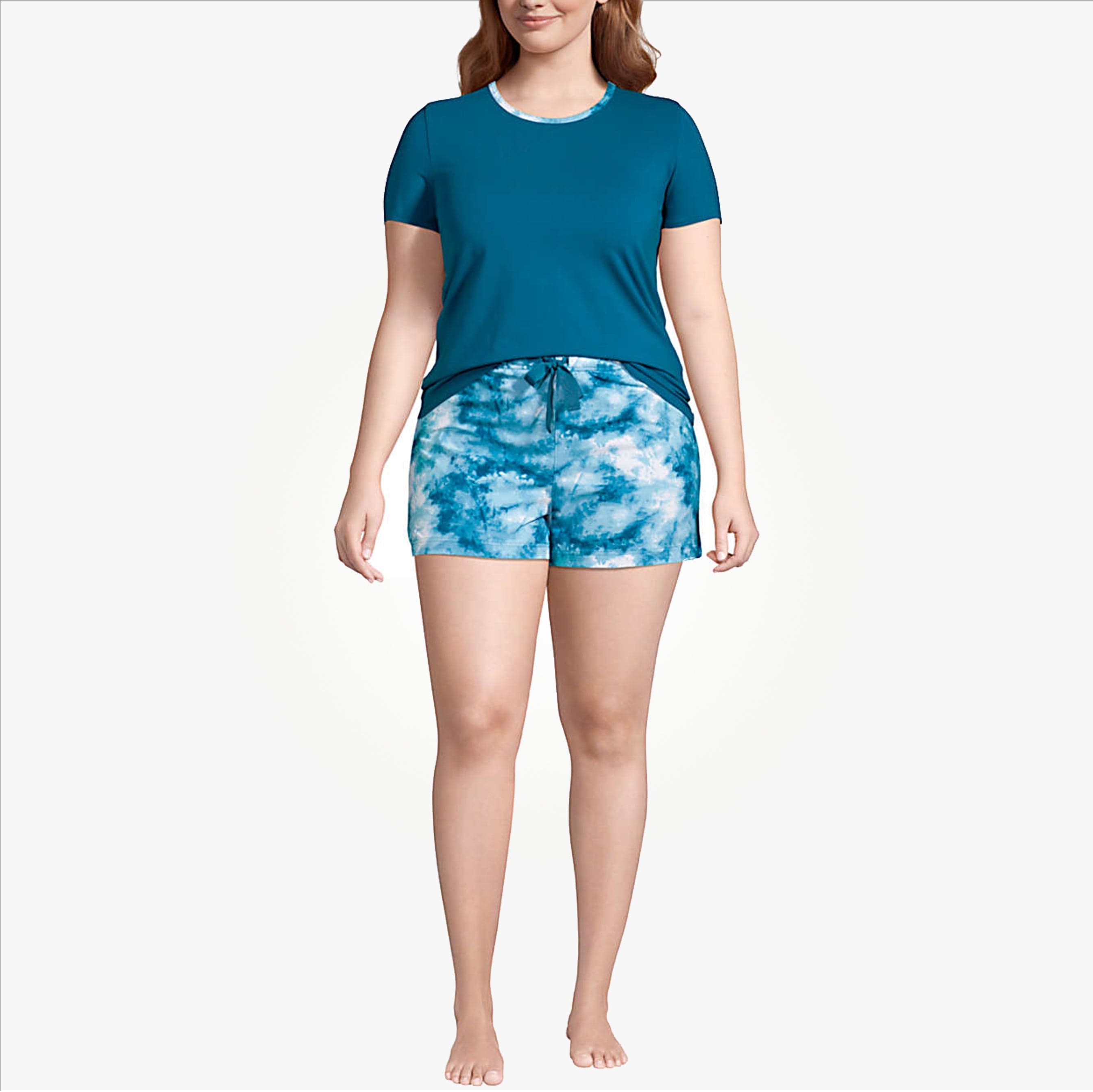 Womens Multicolor Plus Size Casual Summer Cotton Shorts