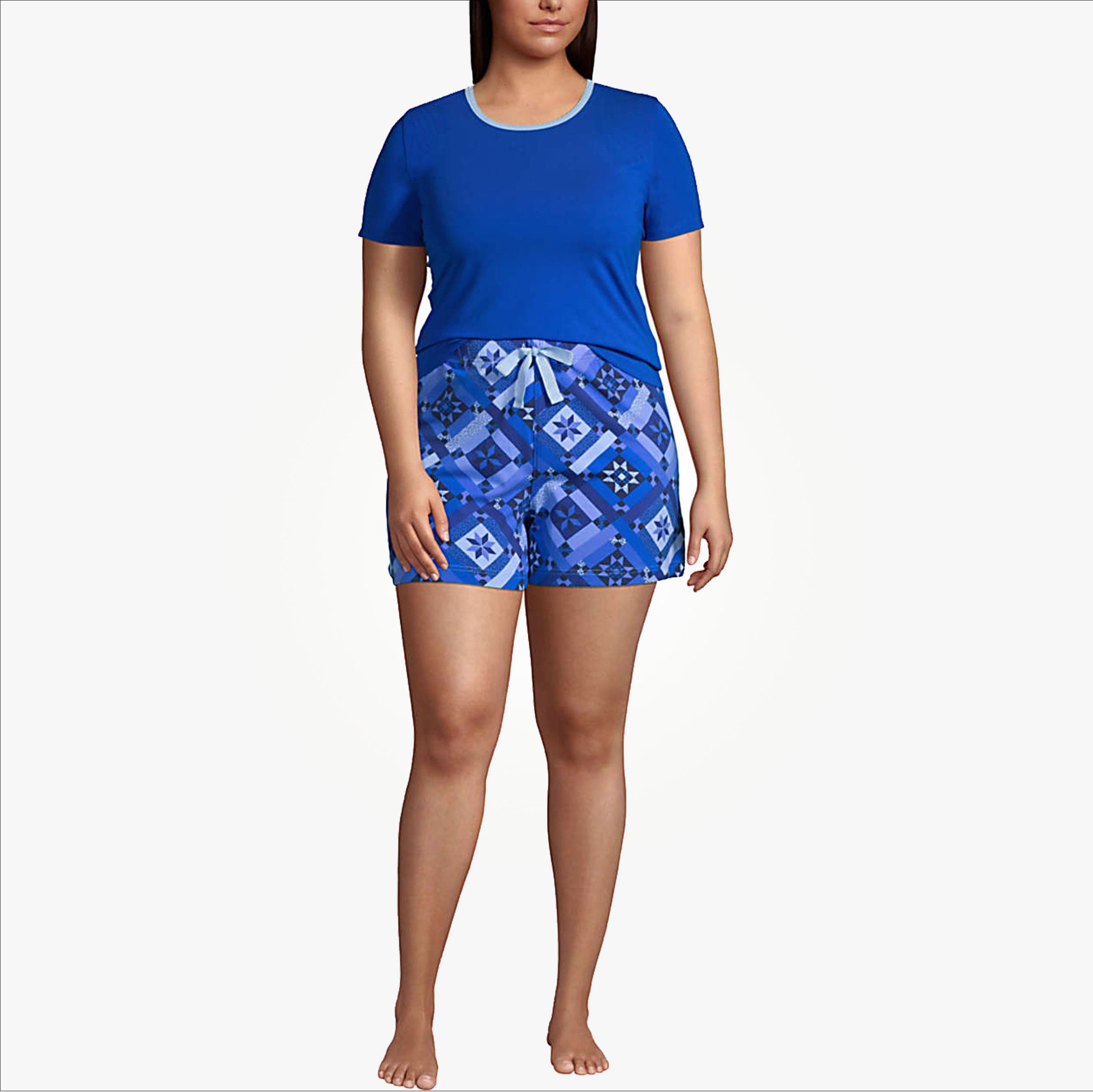 Womens Multicolor Plus Size Casual Summer Cotton Shorts
