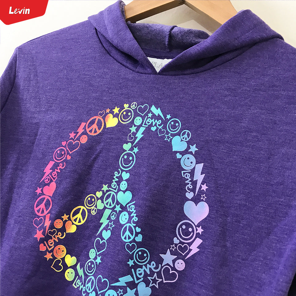 Girls Long Sleeve Pull Over Graphic Print Hoodie