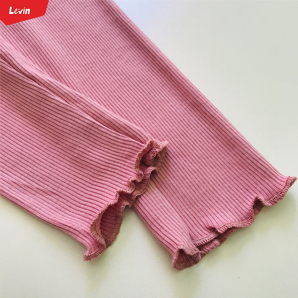 Toddler Girl Cotton Ribbed Lettuce Cuff Full-Length Leggings