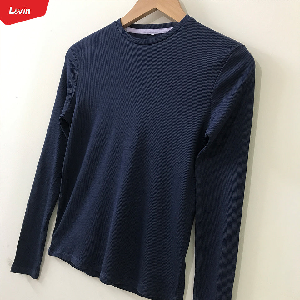 Girls Cotton Ribbed Round Neck Long Sleeve Solid T-Shirts