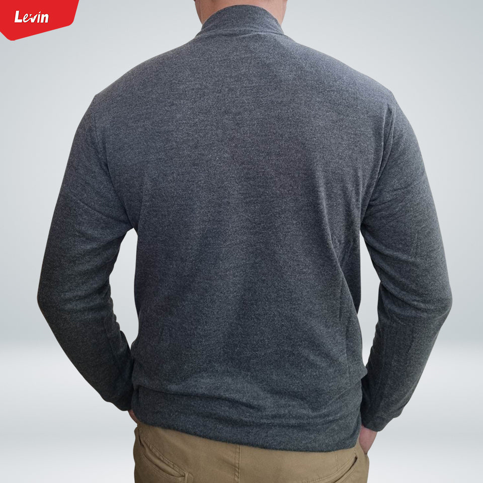Mens Knit Cotton Mock Neck Long Sleeve Loose Fit Sweatshirt