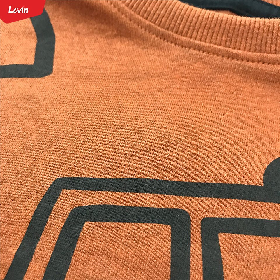 Kids Cotton Round Neck Ribbed Cuffed Long Sleeve Sweatshirt T-Shirt