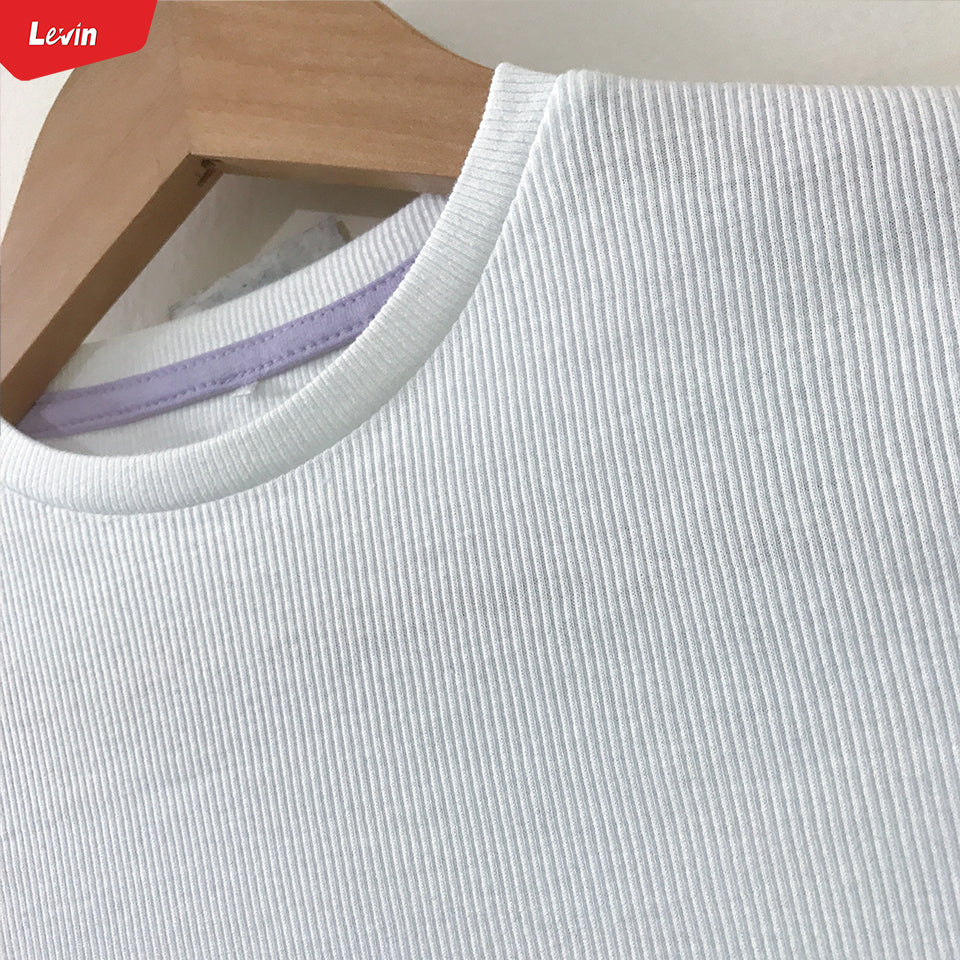 Girls Cotton Ribbed Round Neck Long Sleeve Solid T-Shirts