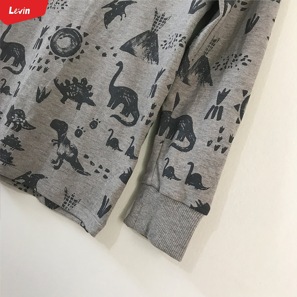 Kids Cotton Round Neck Ribbed Cuffed Long Sleeve Sweatshirt T-Shirt