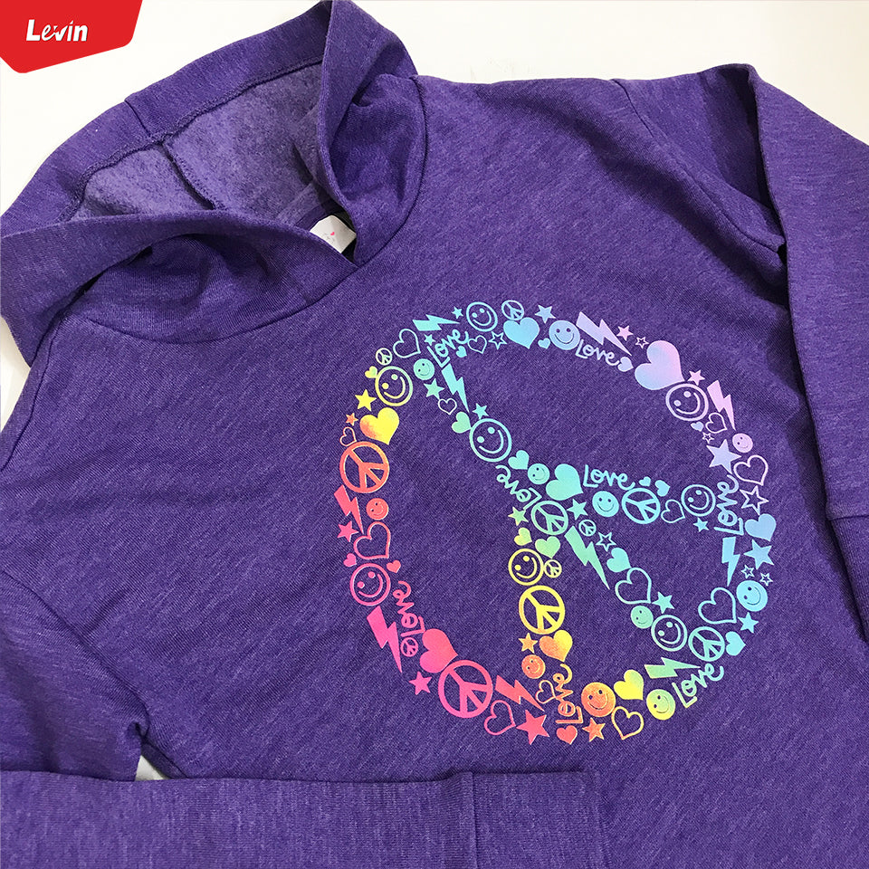 Girls Long Sleeve Pull Over Graphic Print Hoodie