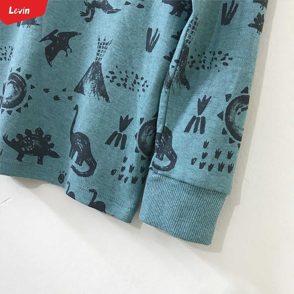 Kids Cotton Round Neck Ribbed Cuffed Long Sleeve Sweatshirt T-Shirt