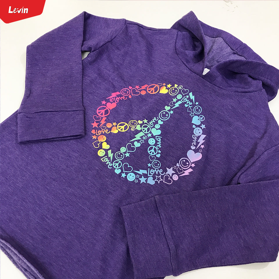 Girls Long Sleeve Pull Over Graphic Print Hoodie