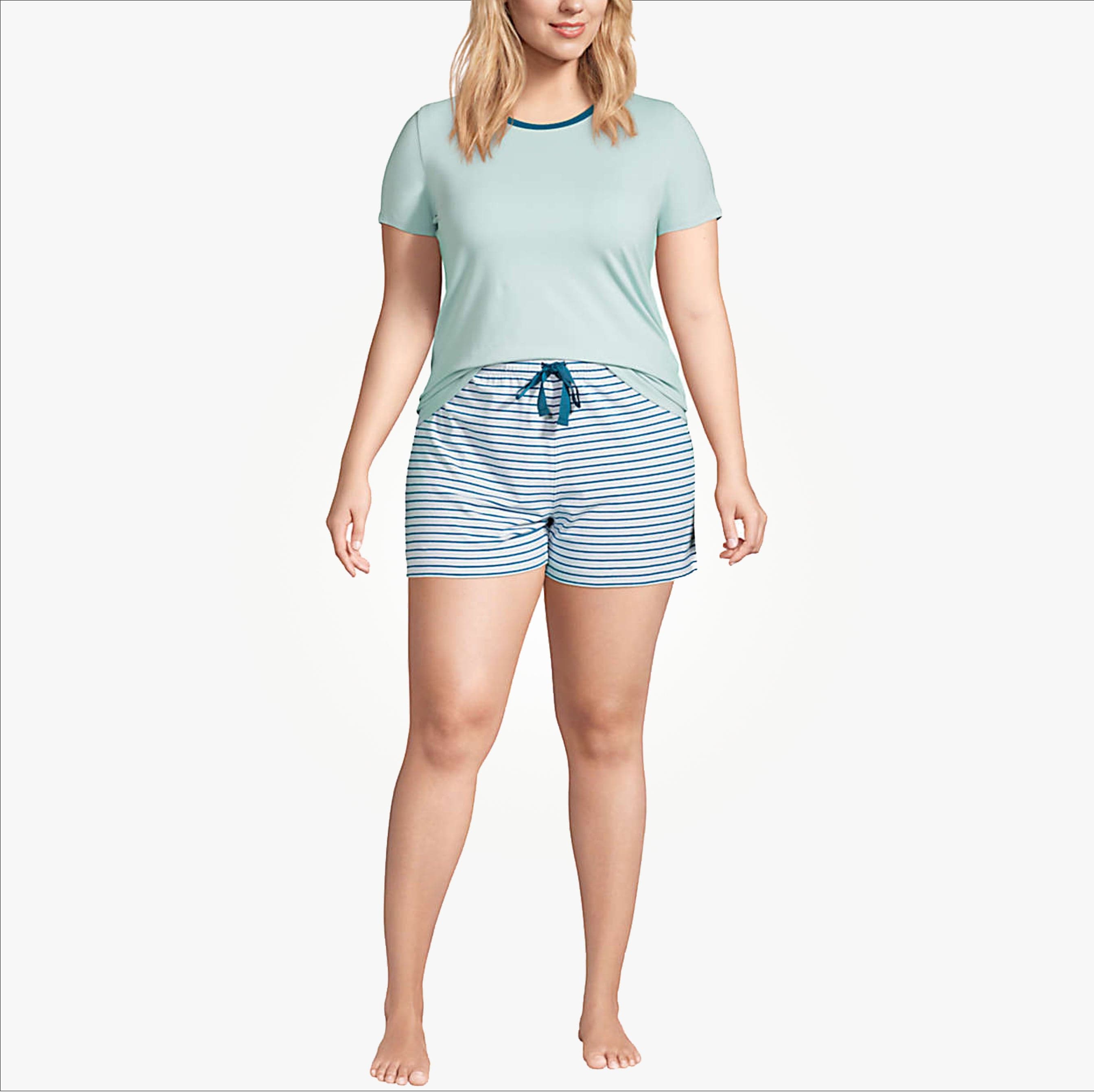 Womens Multicolor Plus Size Casual Summer Cotton Shorts