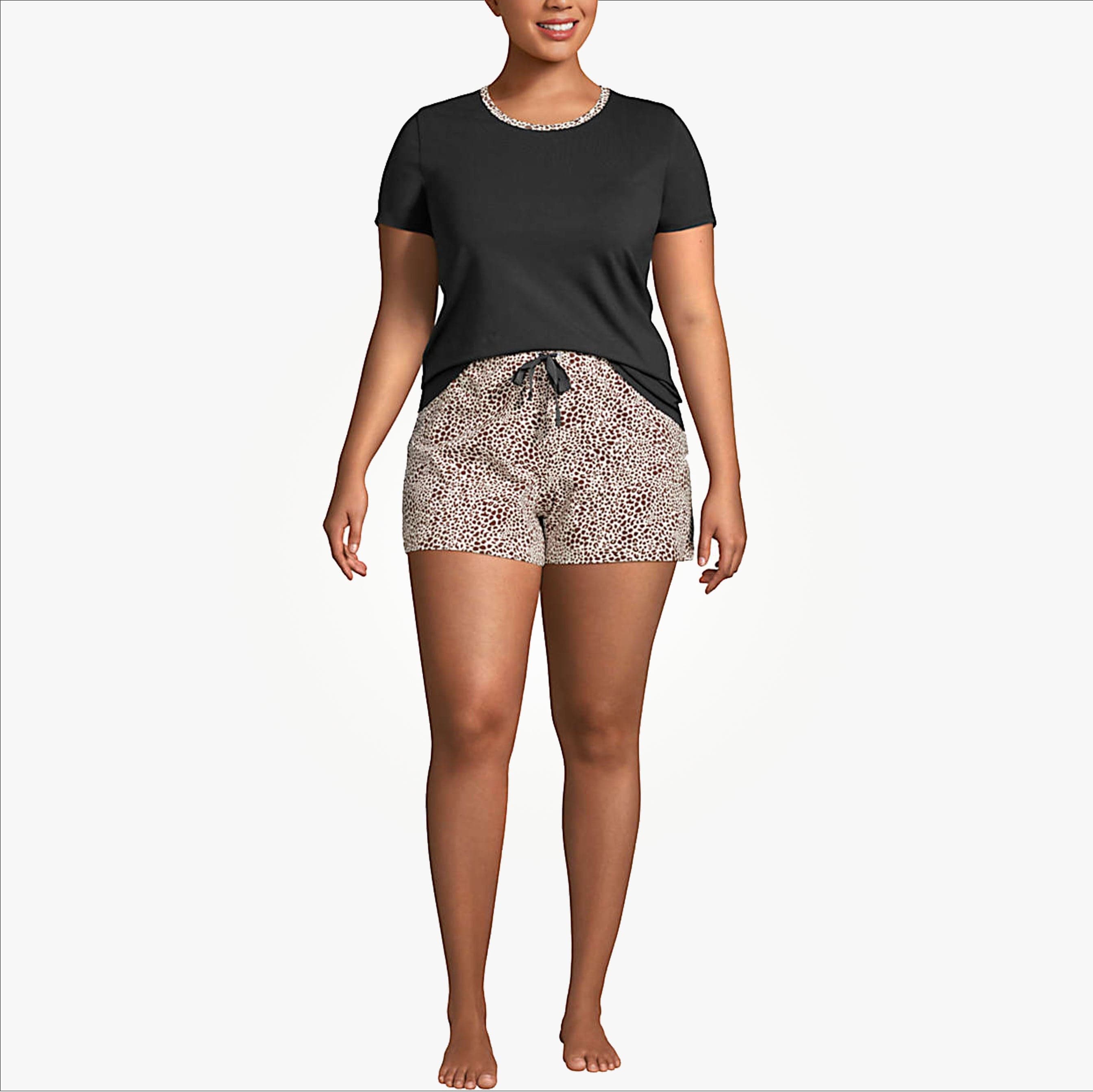 Womens Multicolor Plus Size Casual Summer Cotton Shorts