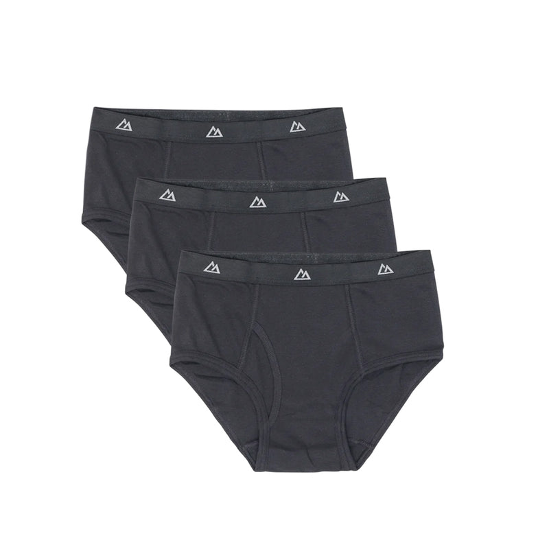 3 PC Pack Men's Solid Black Cotton Mid Rise Brief Underwear