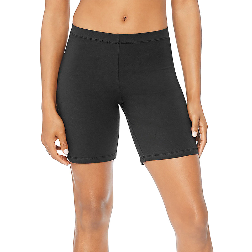 Womens Black Stretch Cotton Biker Shorts