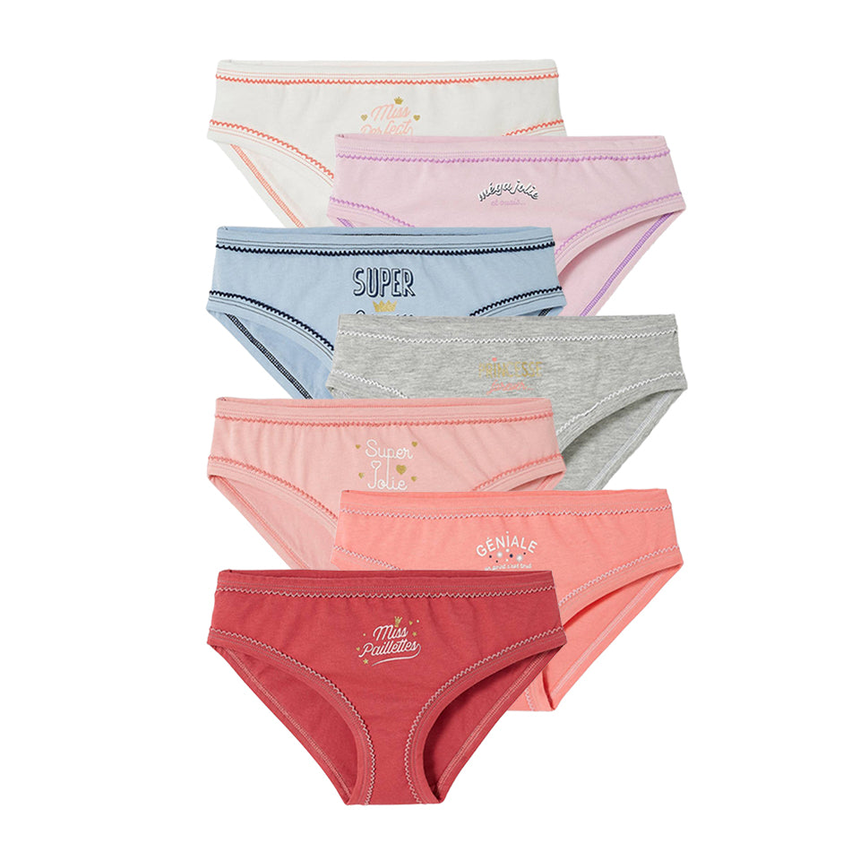 Teen Girls 5 Pack Premium Assorted Colors Solid Print Design Cotton Panty