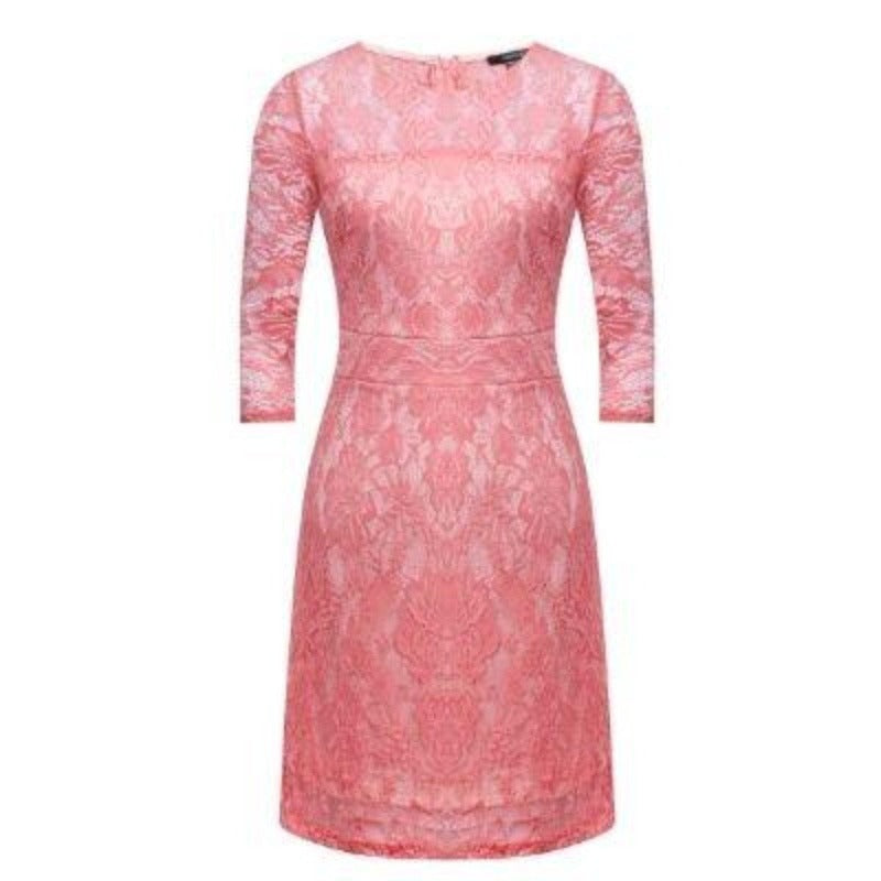 Ladies Long Sleeve Casual Knee Length Cocktail Lace Dress