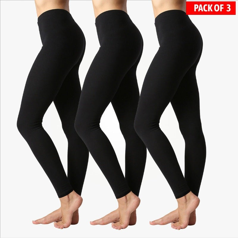 Women Basic Solid Color Cotton Full Length Leggings