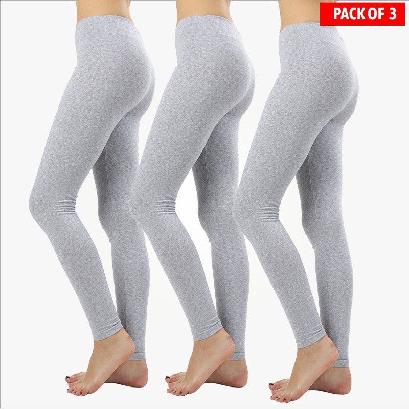 Women Basic Solid Color Cotton Full Length Leggings