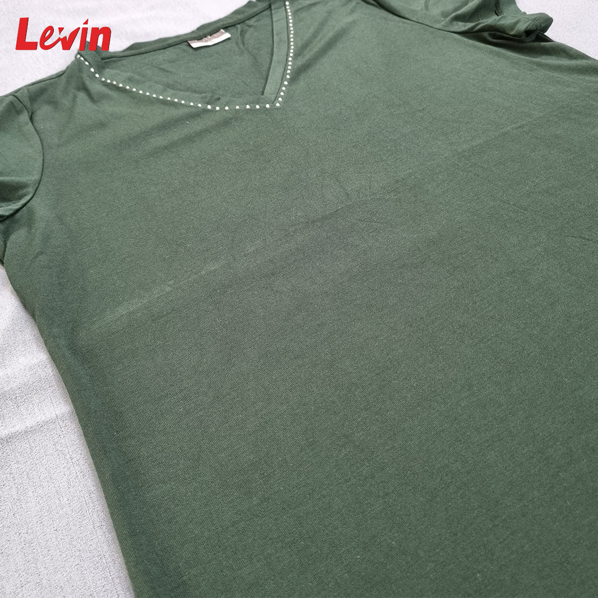 Women's Short Sleeve Multicolor V-Neck Cotton T-Shirt
