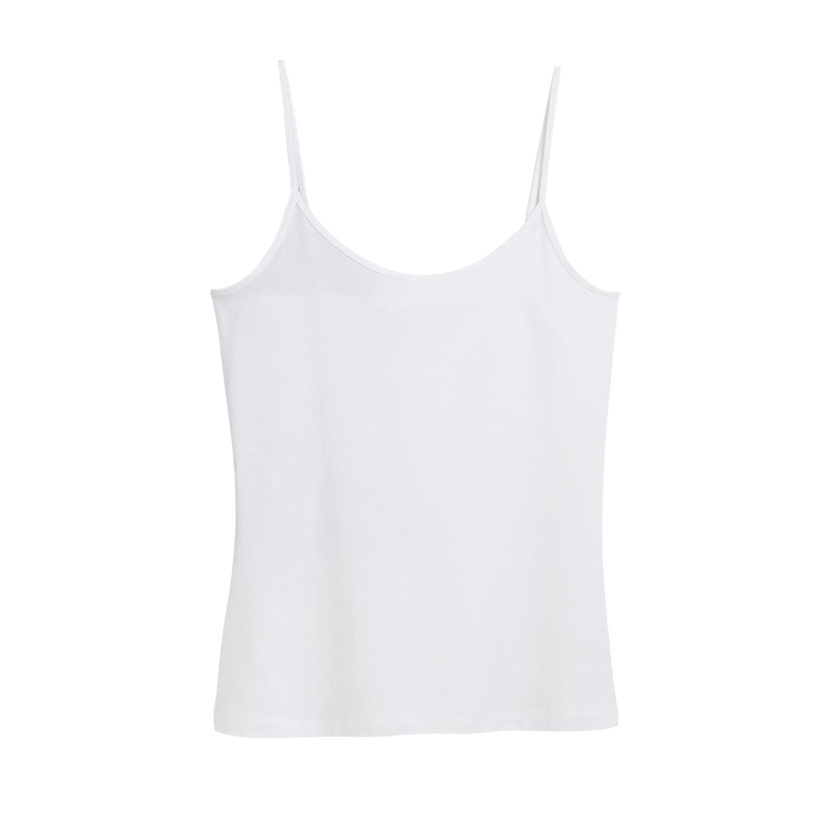 Ladies Cotton Scoop Neck Camisole Non- Adjustable Spaghetti Strap Tank Top