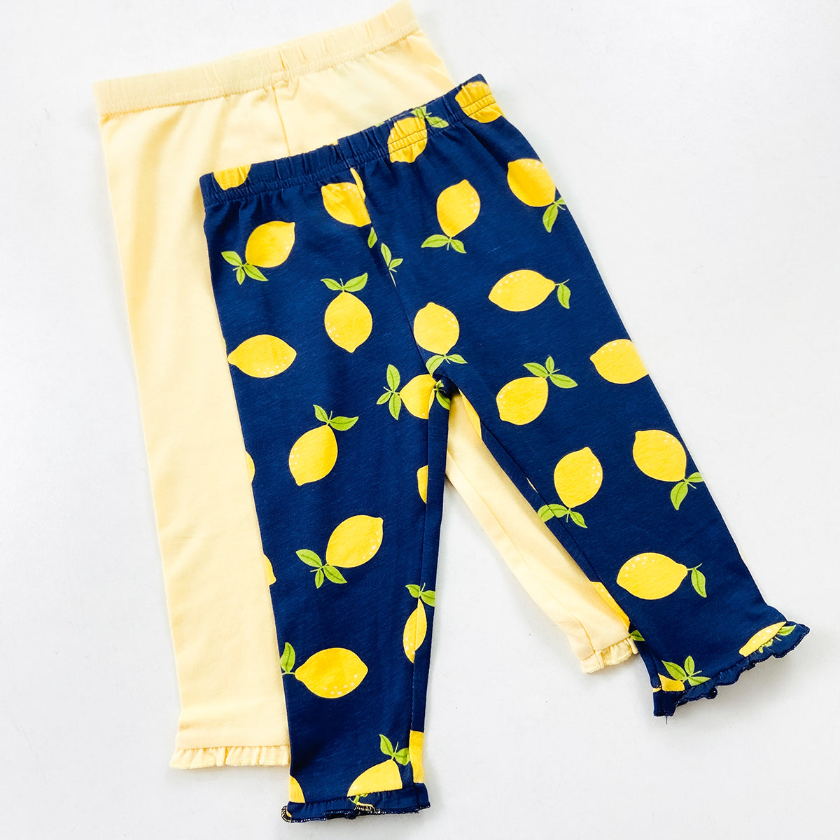 Pack of 2 Girls Cotton Stretch Leggings with Ruffle Hem