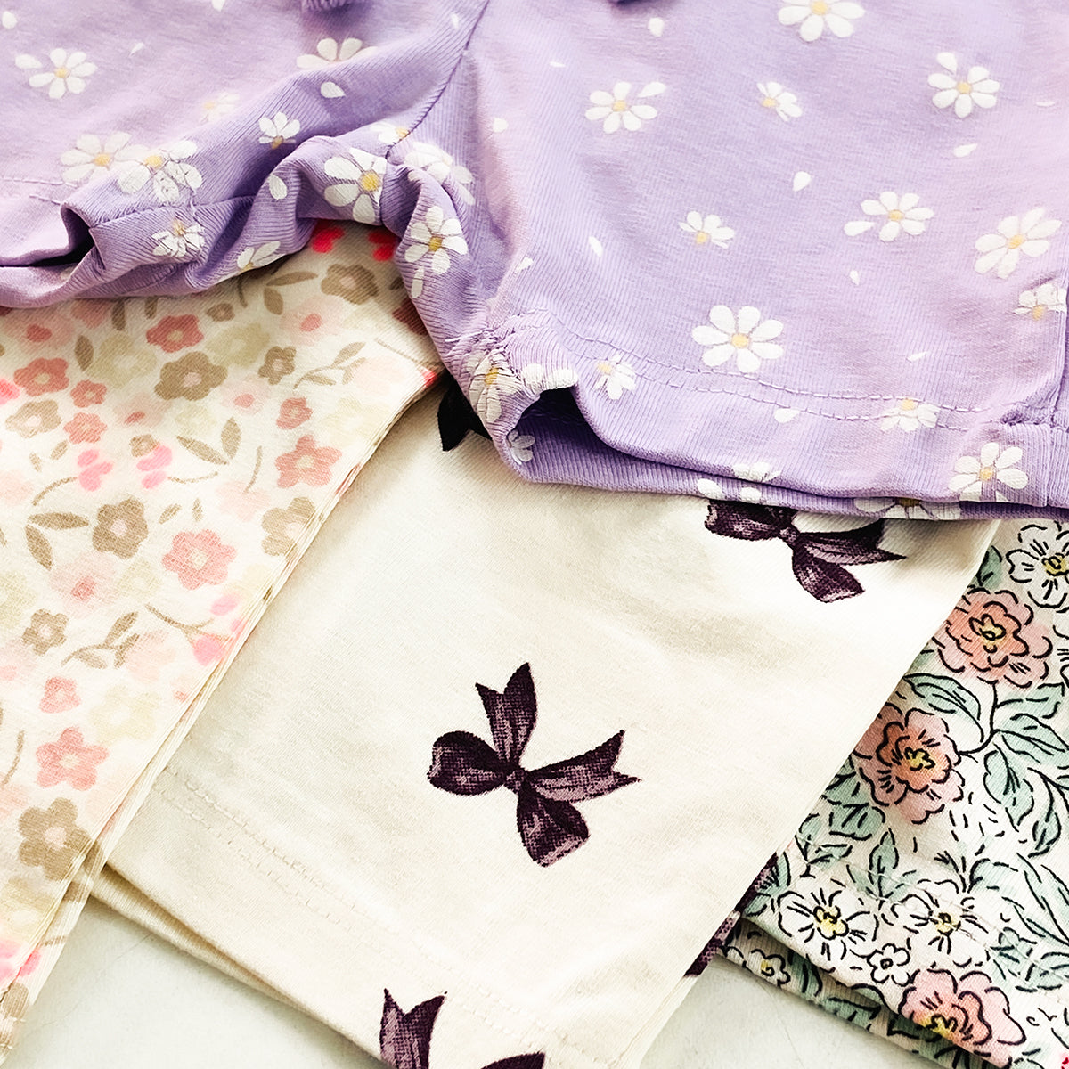 Baby Girls Soft Stretch Cotton Print Bike Shorts With Drawstring