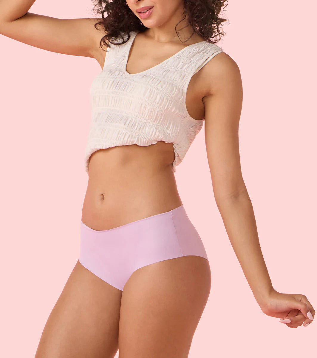 Womens Seamless Mid Rise Invisible Soft Stretch Hipster Panty