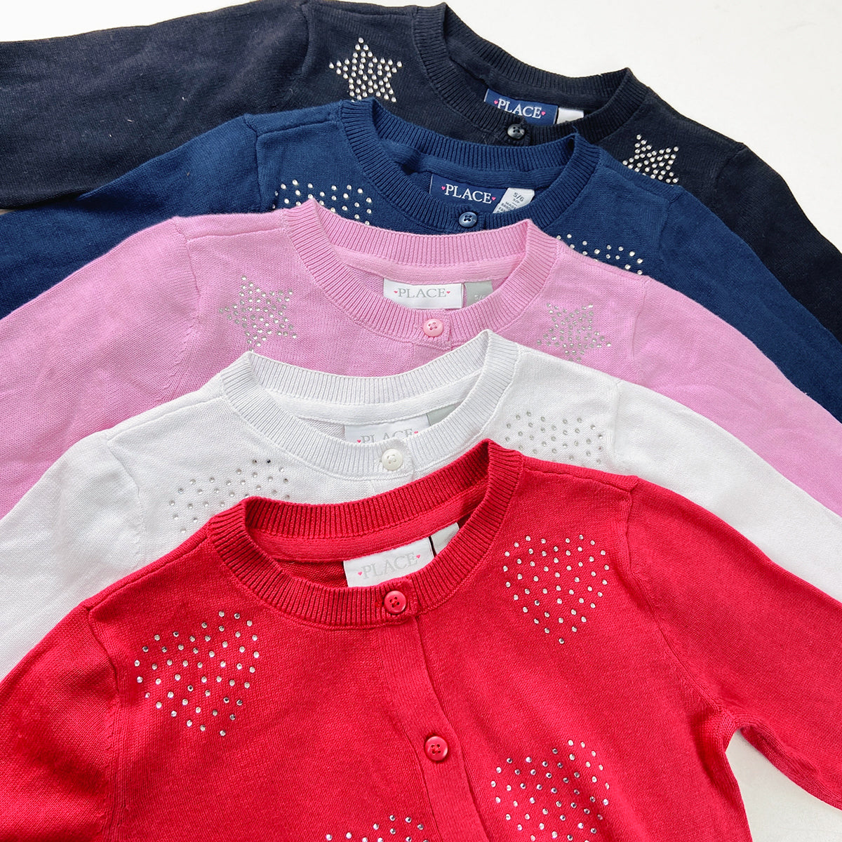 Girls Premium Rhinestone Knit Button Cardigan