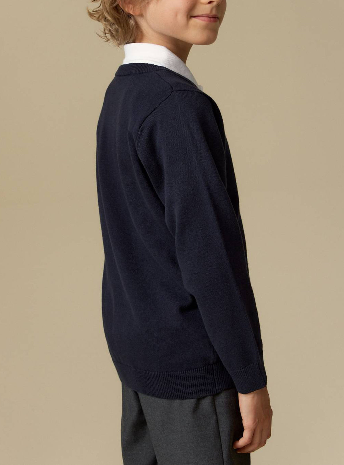 Boys V-Neck Long Sleeve Cotton Sweater