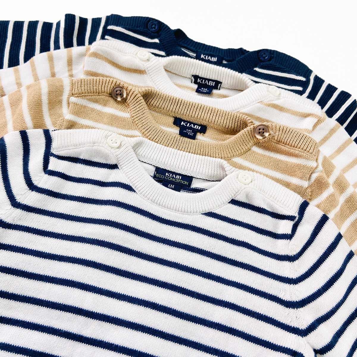 Toddler Baby Soft Cotton Striped Knit Full Sleeve Sweater