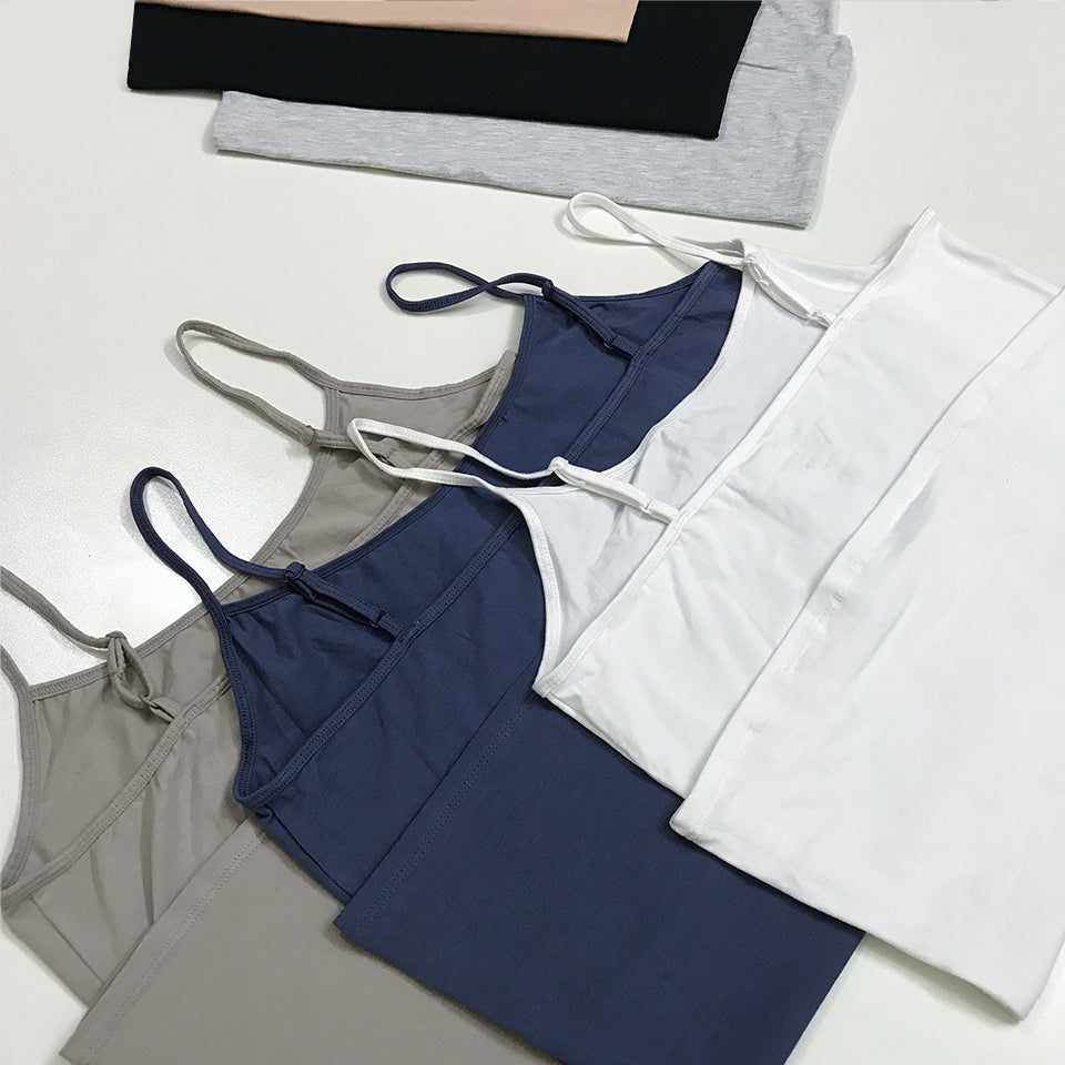 Women's Cotton Scoop Neck Adjustable Spaghetti Strap Cami Tank Tops