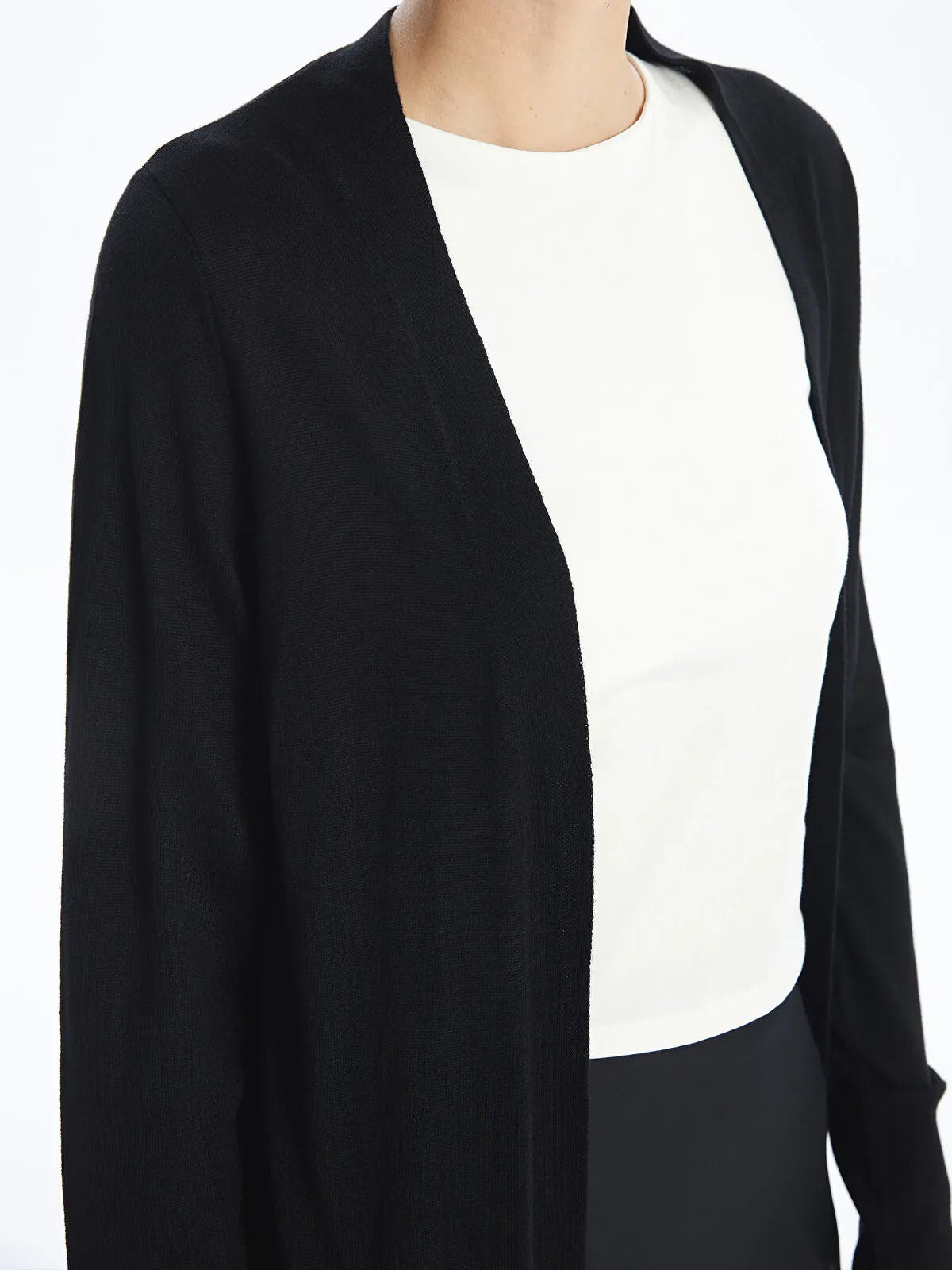 Womens Shawl Collar Tricot Midi Length Cardigan