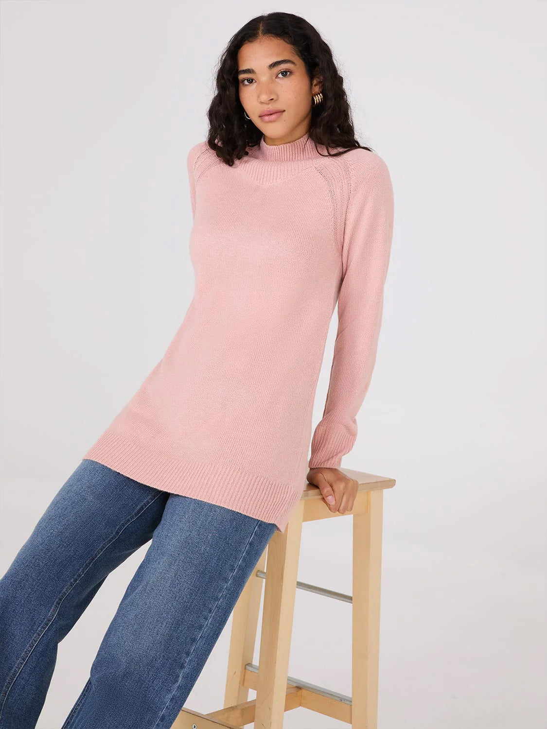 Womens Long Sleeve Mock Neck Sweater