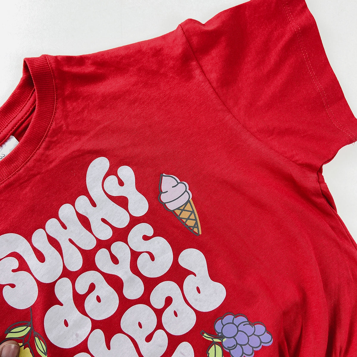 Girls Soft Cotton Printed Ruched Hem Relaxed Fit Casual Top T-Shirt (8-16 Years)