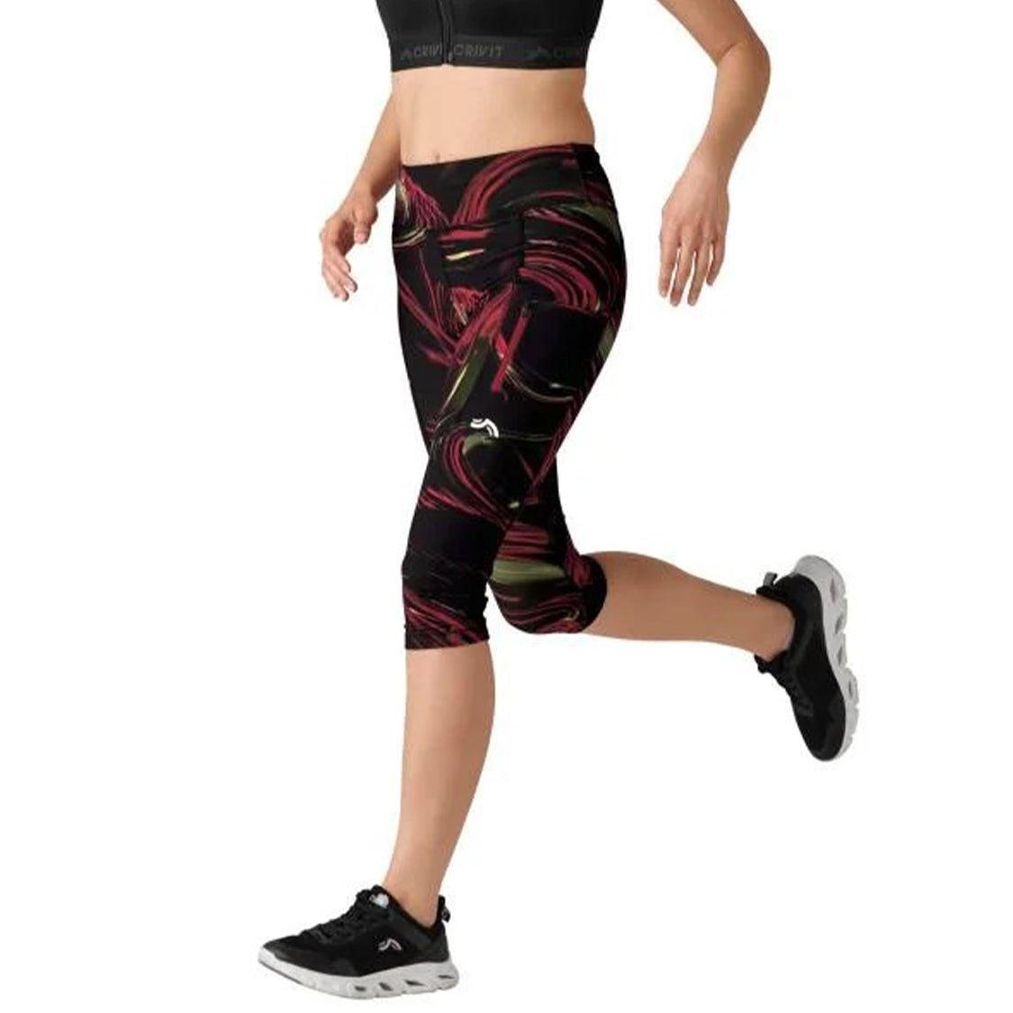 Womens Quick-Dry Capri Length Workout Pant with Pocket