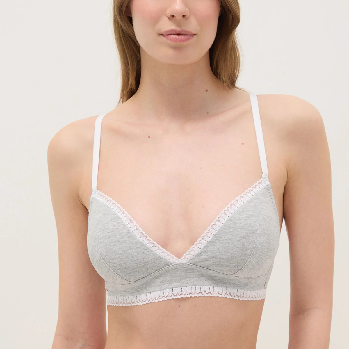 Womens Padding & Adjustable Straps Triangle Cotton Bra with Lace