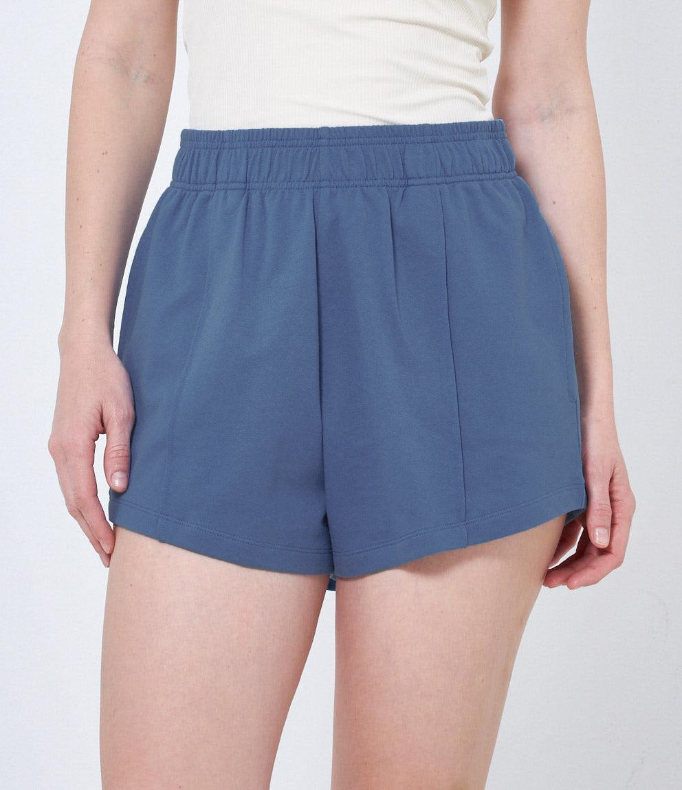 Womens Casual High-Waisted Cotton Terry Shorts