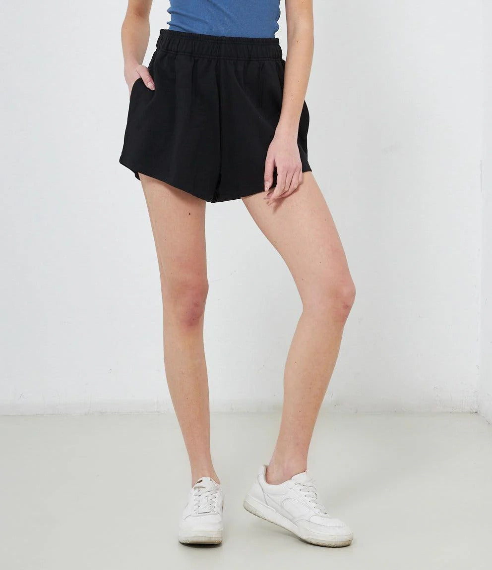 Womens Casual High-Waisted Cotton Terry Shorts