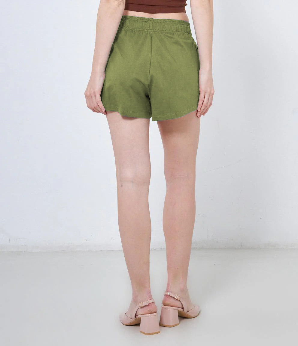 Womens Casual High-Waisted Cotton Terry Shorts