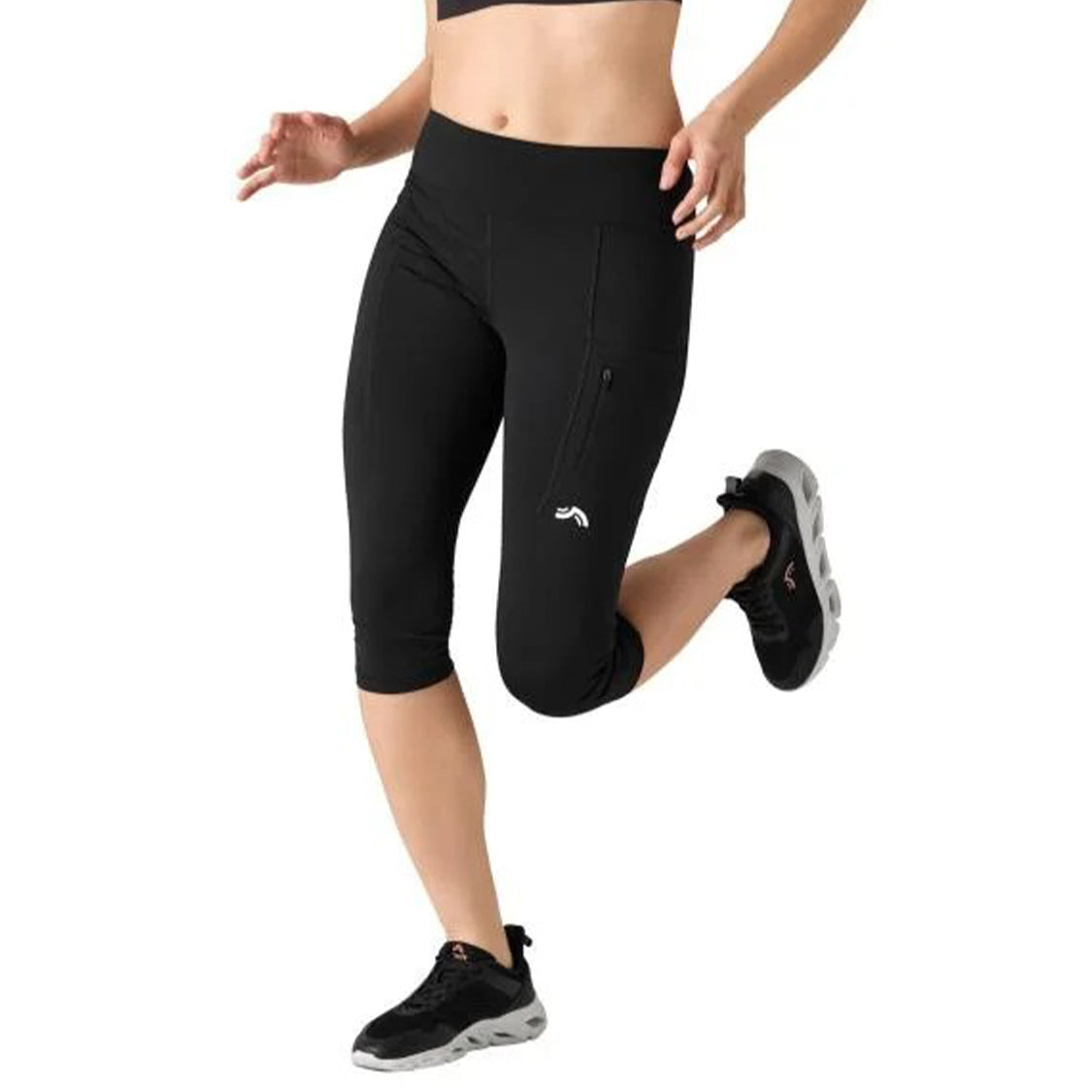 Womens Quick-Dry Capri Length Workout Pant with Pocket