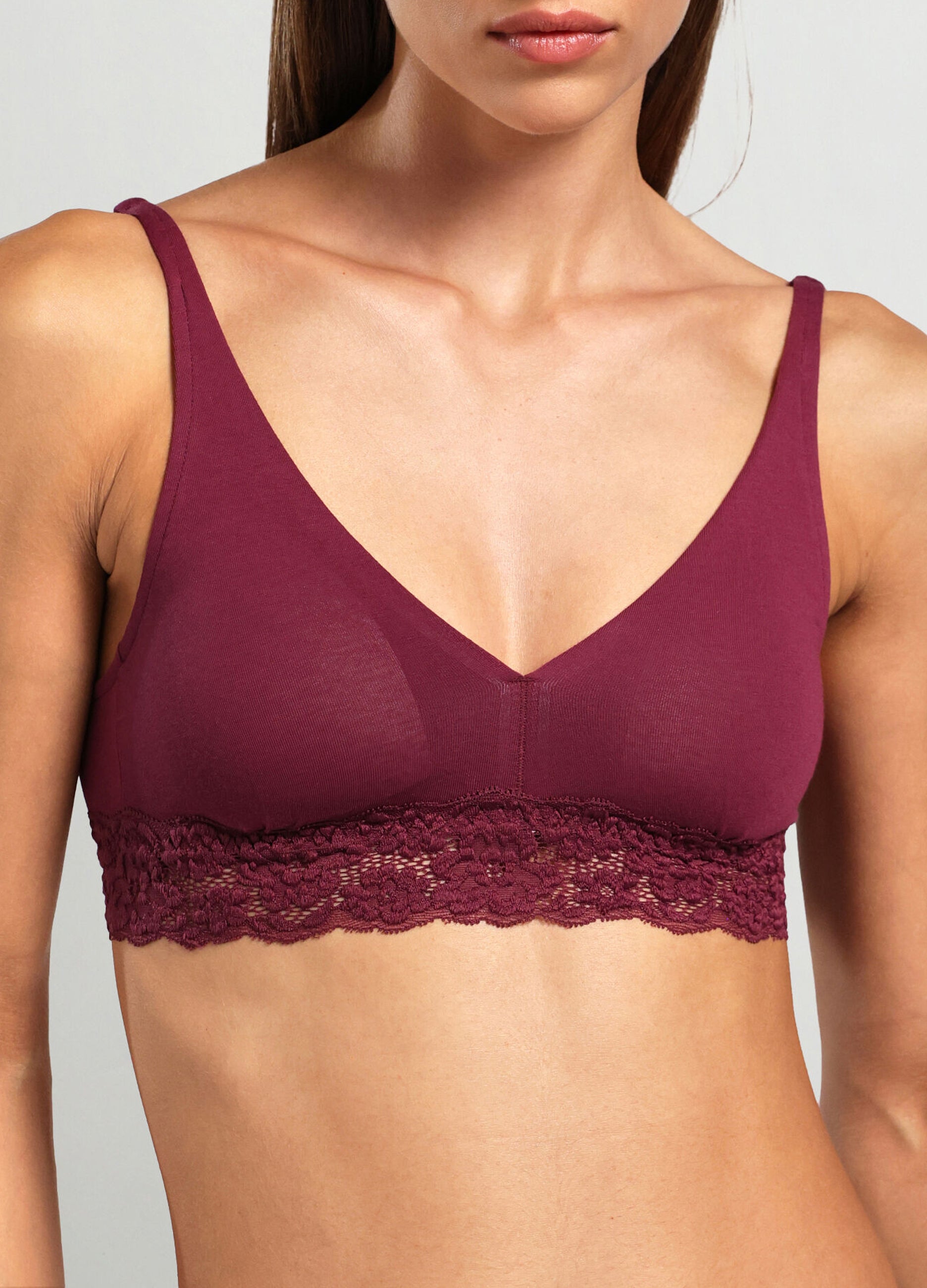 Ladies Cotton Stretch Lace Padded Triangle Bra